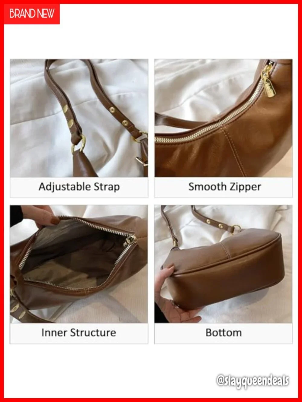 Small Hobo Bag Faux Leather Crescent Shoulder Purse Crossbody